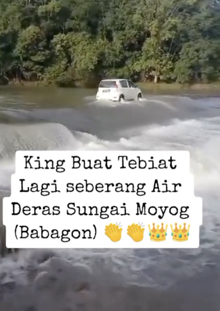 King Buat Hal Lagi, Myvi Redah Sungai Di Sabah Tarik Perhatian Ramai